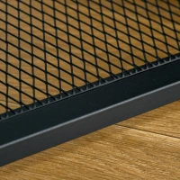 HOMCOM Tavolo Consolle in Stile Industriale, Struttura in Metallo, Legno e Vetro, 108x28x85cm, Marrone(m-9)