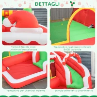 Outsunny Castello Gonfiabile Gigante a Tema Natalizio per Bambini 3-8 Anni con Scivolo e Accessori, 290x280x220 cm(m-7)