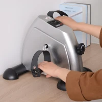 HOMCOM Mini Cyclette per Allenamento Braccia e Gambe con Display LCD, in PP e Ghisa, 35x40x31 cm, Argento(m-10)