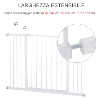 PawHut Cancellino per Cani di Sicurezza Estensibile da 76-107cm Montaggio a Pressione, Metallo e Plastica, Bianco(m-4)