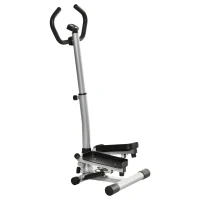 HOMCOM Stepper con Monitor LCD, Manubrio Regolabile ed Elastici, in Acciaio e ABS, 55x53x118-128 cm, Nero e Argento(m-10)
