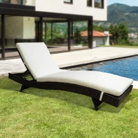 Outsunny Lettino Sedia a Sdraio Prendisole da Giardino Spiaggia in Alluminio Polyrattan Portata 180 kg Marrone(m-2)