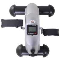 HOMCOM Mini Cyclette per Allenamento Braccia e Gambe con Display LCD, in PP e Ghisa, 35x40x31 cm, Argento(m-7)