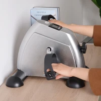 HOMCOM Mini Cyclette per Allenamento Braccia e Gambe con Display LCD, in PP e Ghisa, 35x40x31 cm, Argento(m-11)