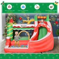Outsunny Castello Gonfiabile Gigante a Tema Natalizio per Bambini 3-8 Anni con Scivolo e Accessori, 290x280x220 cm(m-6)
