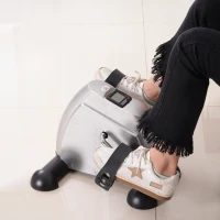 HOMCOM Mini Cyclette per Allenamento Braccia e Gambe con Display LCD, in PP e Ghisa, 35x40x31 cm, Argento(m-14)