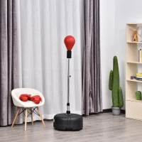 HOMCOM Punching Ball con Altezza Regolabile e Guanti Inclusi, Ф48x136-154cm, Rosso(m-4)