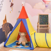 HOMCOM Spielzelt Kinderzelt Babyzelt mit krabbeltunnel Fenster Spielhaus mit Tragetasche für 3-8 Jahre alt 170T Polyester 360 x 120 x 132 cm(m-7)