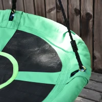 Outsunny Balançoire nid d'oiseau Ronde balançoire Panier Poids max150 kg Ø 100 x 4,5H cm 4 Anneaux Inclus métal époxy Oxford Haute densité 300D Enfant et Adulte Vert(m-7)