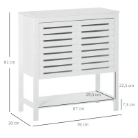 HOMCOM Armario Auxiliar con Puerta de Diseño Persiana Balda Ajustable y Estante Inferior Moderno Minimalista para Cocina Baño Salón 76x30x81 cm Blanco(m-3)