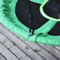 Outsunny Balançoire nid d'oiseau Ronde balançoire Panier Poids max150 kg Ø 100 x 4,5H cm 4 Anneaux Inclus métal époxy Oxford Haute densité 300D Enfant et Adulte Vert(m-8)