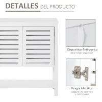HOMCOM Armario Auxiliar con Puerta de Diseño Persiana Balda Ajustable y Estante Inferior Moderno Minimalista para Cocina Baño Salón 76x30x81 cm Blanco(m-6)