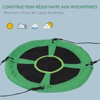 Outsunny Balançoire nid d'oiseau Ronde balançoire Panier Poids max150 kg Ø 100 x 4,5H cm 4 Anneaux Inclus métal époxy Oxford Haute densité 300D Enfant et Adulte Vert(m-6)