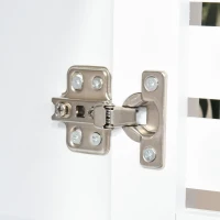 HOMCOM Armario Auxiliar con Puerta de Diseño Persiana Balda Ajustable y Estante Inferior Moderno Minimalista para Cocina Baño Salón 76x30x81 cm Blanco(m-8)