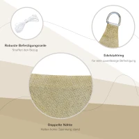 Outsunny Sonnensegel Sonnendach Sonnenschutz Rechtecke HDPE Sandfarbig 3 x 3 m(m-5)