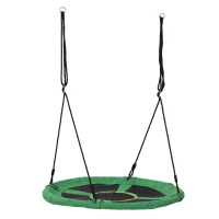 Outsunny Balançoire nid d'oiseau Ronde balançoire Panier Poids max150 kg Ø 100 x 4,5H cm 4 Anneaux Inclus métal époxy Oxford Haute densité 300D Enfant et Adulte Vert(m-1)
