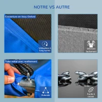 Outsunny Balançoire nid d'oiseau rectangulaire XXL balançoire Panier dim. 150L x 80l x 180H cm Hauteur réglable métal époxy Oxford Bleu Noir(m-7)