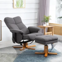 HOMCOM Poltrona Relax con Poggiapiedi, Inclinazione a 145°, in Poliestere, 80x86x99 cm, Grigio(m-6)