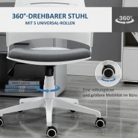 Vinsetto bureaustoel gamestoel draaistoel schommelfunctie met rugleuning vulling ergonomisch design in hoogte verstelbaar nylon PU kunststof grijs 62 x 55 x 84,5-91,5 cm(m-4)