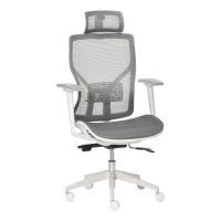 Vinsetto bureaustoel met hoofdsteun 3D-armleuning 3 niveaus in hoogte verstelbaar ergonomische netstof schuimgrijs 67 x 65 x 120-128 cm(m-1)