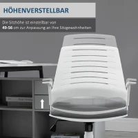 Vinsetto bureaustoel gamestoel draaistoel schommelfunctie met rugleuning vulling ergonomisch design in hoogte verstelbaar nylon PU kunststof grijs 62 x 55 x 84,5-91,5 cm(m-6)