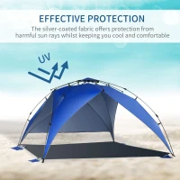OUTSUNNY 4 Person Beach Tent Sun Shelter Portable Instant Pop Up Tent Anti-UV w/ Bag(m-6)