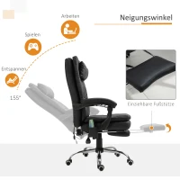 Vinsetto Massagesessel Chefsessel mit Massagefunktion 7 Vibrationsmassagepunkte höhenverstellbarer Drehstuhl Bürostuhl mit Fußstütze Kopfstütze Galvanik Schaumstoff PVC Schwarz 67 x 70 x 112-120 cm(m-4)