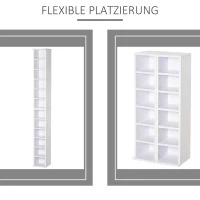 HOMCOM cd-kast cd-rek met 6 vakken staande kast tweedelige set met twee open opbergvakken spaanplaat wit 21 x 22,5 x 88,5 cm(m-5)