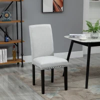 HOMCOM Sedia Imbottita per Tavolo da Pranzo o Cucina, Senza Braccioli, in Lino Grigio Chiaro, 45x59.5x98cm(m-2)