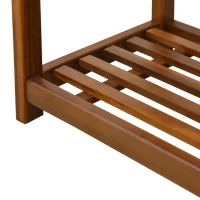 HOMCOM 3-Tier Shoe Rack, Acacia Wooden Shoe Storage Organiser with 2 Hangers, Holds up to 12 Pairs, for Entryway, Living Room, 74 x 26 x 62 cm, Teak(m-7)