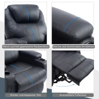 HOMCOM Fotel z funkcją podnoszenia fotel telewizyjny fotel do masażu z pomocą przy wstawaniu sztuczna skóra czarny(m-5)