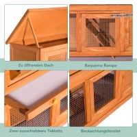 PawHut Konijnenhok hazenhok konijnenstal konijnenkooi kleine dierenhok 2 niveaus(m-5)