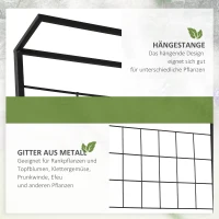 Outsunny stojak na rośliny z 3 stopniami i kratą, metal, czarny, 60 x 53,5 x 159,5 cm(m-4)