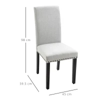 HOMCOM Sedia Imbottita per Tavolo da Pranzo o Cucina, Senza Braccioli, in Lino Grigio Chiaro, 45x59.5x98cm(m-3)
