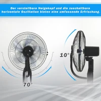 Stojący Wentylator z Rozpylaczem Wody HOMCOM 90 W Czarny+Srebrny(m-7)