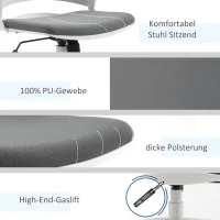 Vinsetto Fotel biurowy, krzesło do gier, fotel gamingowy, fotel obrotowy, funkcja przechylania, wyściełane oparcie, ergonomiczny design, z regulacją wysokości, nylon, tworzywo sztuczne PU, szary 62x 55x 84,5-91,5 cm(m-7)