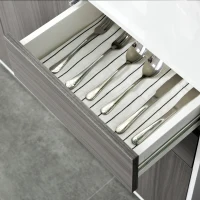 HOMCOM vrijstaande kast opbergkast multifunctionele kast archiefkast dressoir 2 lades 3 deuren E1 spaanplaat hoogglans wit + lichtgrijs 117 x 36 x 74 cm(m-9)