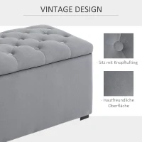 HOMCOM 3-delige bank met opbergruimte 2 x poef stoffering poef zitbank opbergbox voetenbank opvouwbaar belastbaar tot 130 kg microfiber schuim materiaal op houtbasis lichtgrijs 75x40x42 cm(m-4)