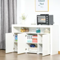 HOMCOM dressoir hoogglans voorraadkast keukenkast met led-verlichting en glazen plank voor entree eetkamer woonkamer Materiaal MDF en spaanplaat wit 97 x 35 x 83 cm(m-5)