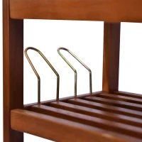 HOMCOM 5-Tier Shoe Rack, Acacia Wooden Shoe Storage Organiser with Hangers, Holds up to 24 Pairs, for Entryway, Living Room, 84 x 26 x 82 cm, Teak(m-8)