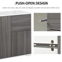 HOMCOM vrijstaande kast opbergkast multifunctionele kast archiefkast dressoir 2 lades 2 deuren E1 spaanplaat hoogglans wit + lichtgrijs 79 x 36 x 74 cm(m-6)