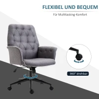 HOMCOM kantoorstoel met kantelfunctie draaistoel stoel voor kantoor aan huis in hoogte verstelbare bureaustoel ergonomisch 360° zwenkwielen schuimstof donkergrijs 66 x 69 x 89,5-97 cm(m-6)