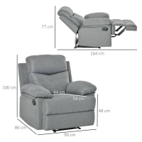 HOMCOM Fernsehsessel TV Sessel Relaxsessel Liegesessel 150°-Liegefunktion Leinen dunkelgrau(m-3)