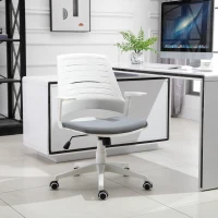 Vinsetto Fotel biurowy, krzesło do gier, fotel gamingowy, fotel obrotowy, funkcja przechylania, wyściełane oparcie, ergonomiczny design, z regulacją wysokości, nylon, tworzywo sztuczne PU, szary 62x 55x 84,5-91,5 cm(m-2)