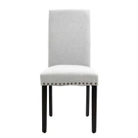 HOMCOM Sedia Imbottita per Tavolo da Pranzo o Cucina, Senza Braccioli, in Lino Grigio Chiaro, 45x59.5x98cm(m-4)