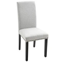 HOMCOM Sedia Imbottita per Tavolo da Pranzo o Cucina, Senza Braccioli, in Lino Grigio Chiaro, 45x59.5x98cm(m-10)