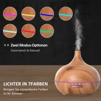 HOMCOM Aroma Diffuser Luftbefeuchter mit 7 Farben LED Lichter für Zuhause Büro Schlafzimmer Ätherische Öle 400 ml Natur(m-4)