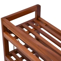 HOMCOM 5-Tier Shoe Rack, Acacia Wooden Shoe Storage Organiser with Hangers, Holds up to 24 Pairs, for Entryway, Living Room, 84 x 26 x 82 cm, Teak(m-9)