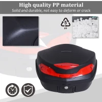 HOMCOM Motorcycle Tail box 48L Top Case Motorbike Trunk Helmet Carrier Luggage Helmet Storage Mount Rack w/ Keys Handle(m-5)