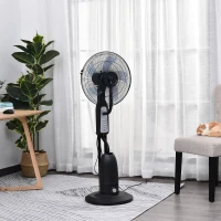 Stojący Wentylator z Rozpylaczem Wody HOMCOM 90 W Czarny+Srebrny(m-10)